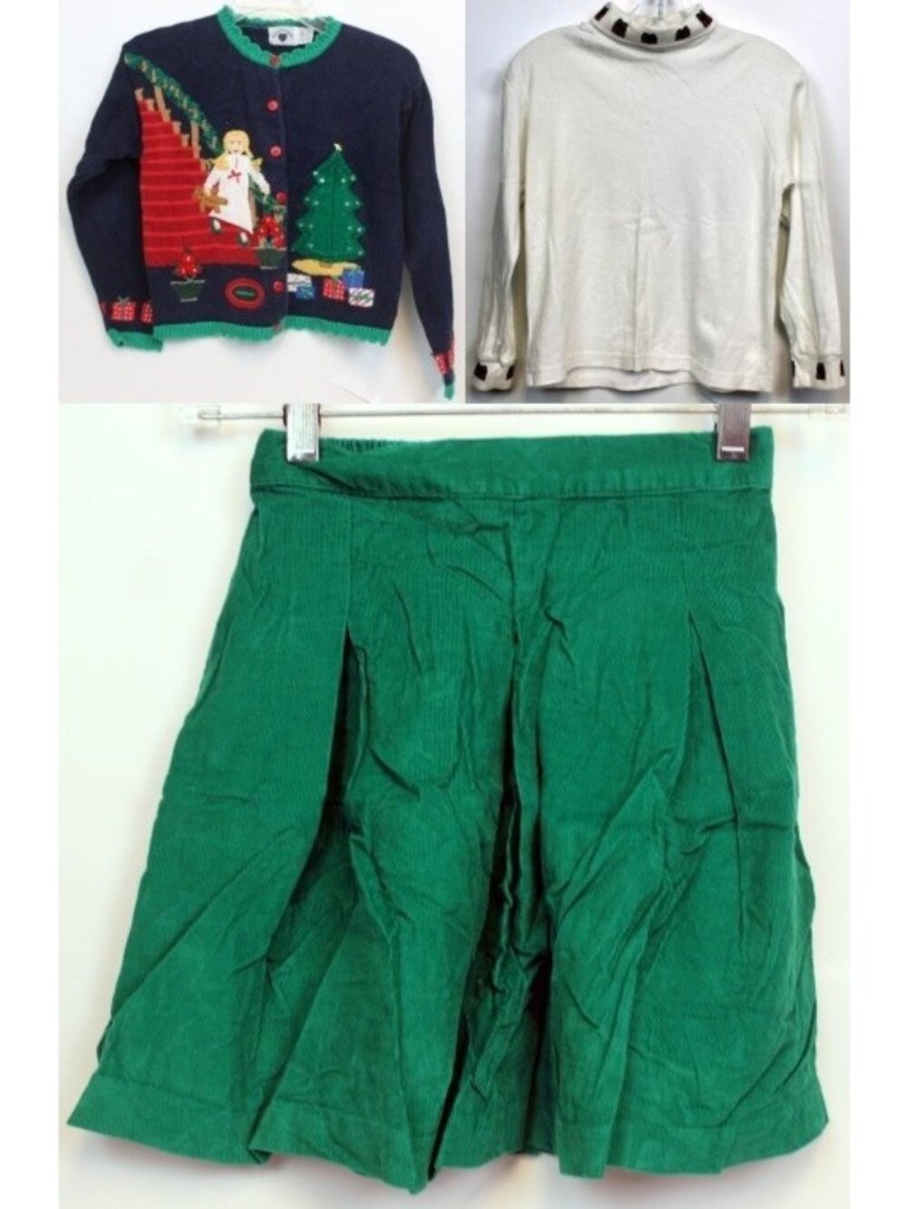 Hartstrings 3pc Christmas girl sz 12 Outfit Sweater Turtleneck Skirt Tree Gifts